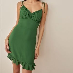 Reformation Esther Dress in Kelly Green
